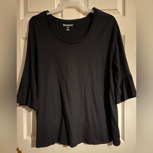 Roaman’s Black shirt, blouse, top, bell sleeves, size L (18/20)